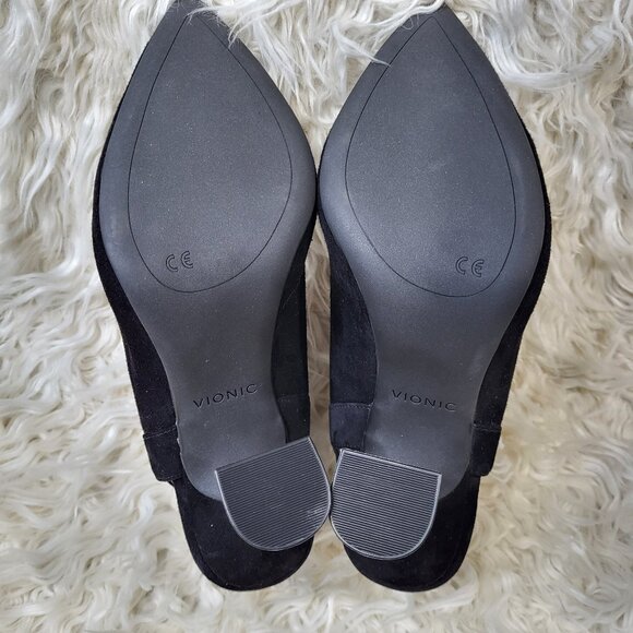 Vionic Adalena Women's Slingback Heeled Dress Shoe Black Suede - 9 Medium - Picture 8 of 9